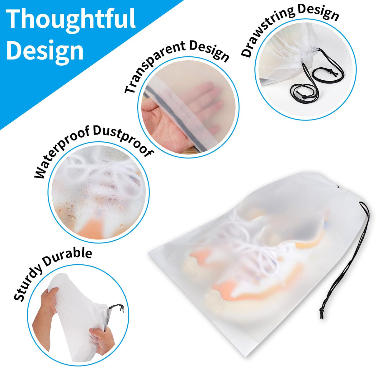 Clear Shoe Bags for Travel 5 PCS