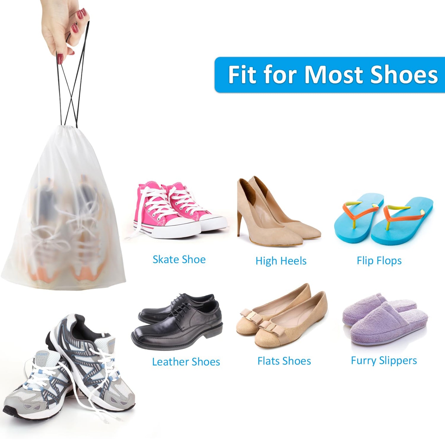 Clear Shoe Bags for Travel 5 PCS